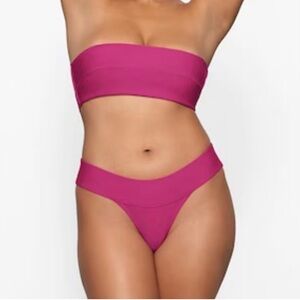New SKIMS Knit Swim Cheeky Bikini Bottom Pink - MAGENTA XXS